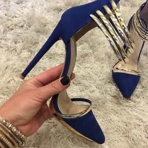 Blue and Gold Stilettos